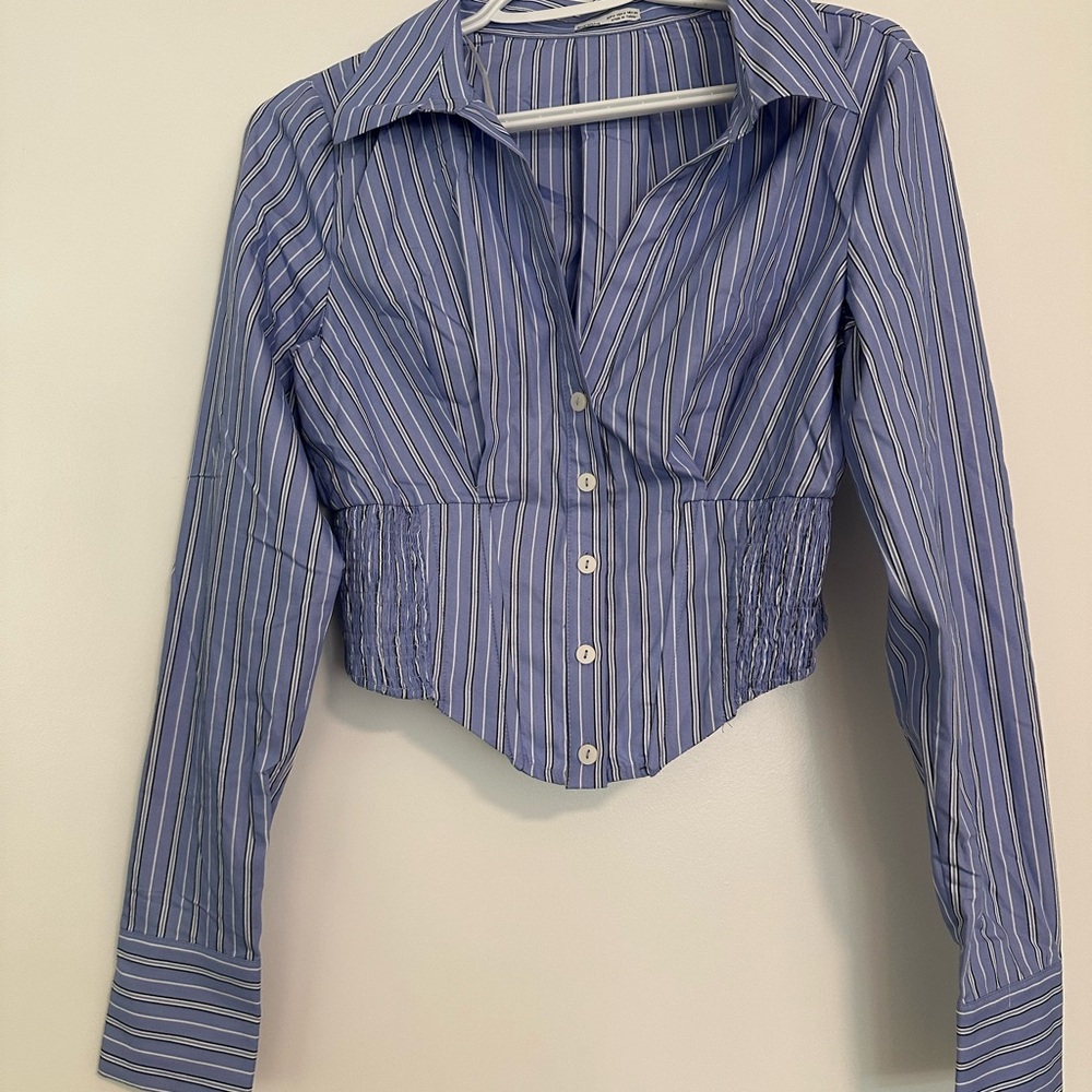 Blue Striped Women's corset shirt